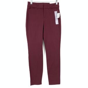 Old Navy Pixie Pants Womens Size 0 High Rise Ankle Length Maroon NEW